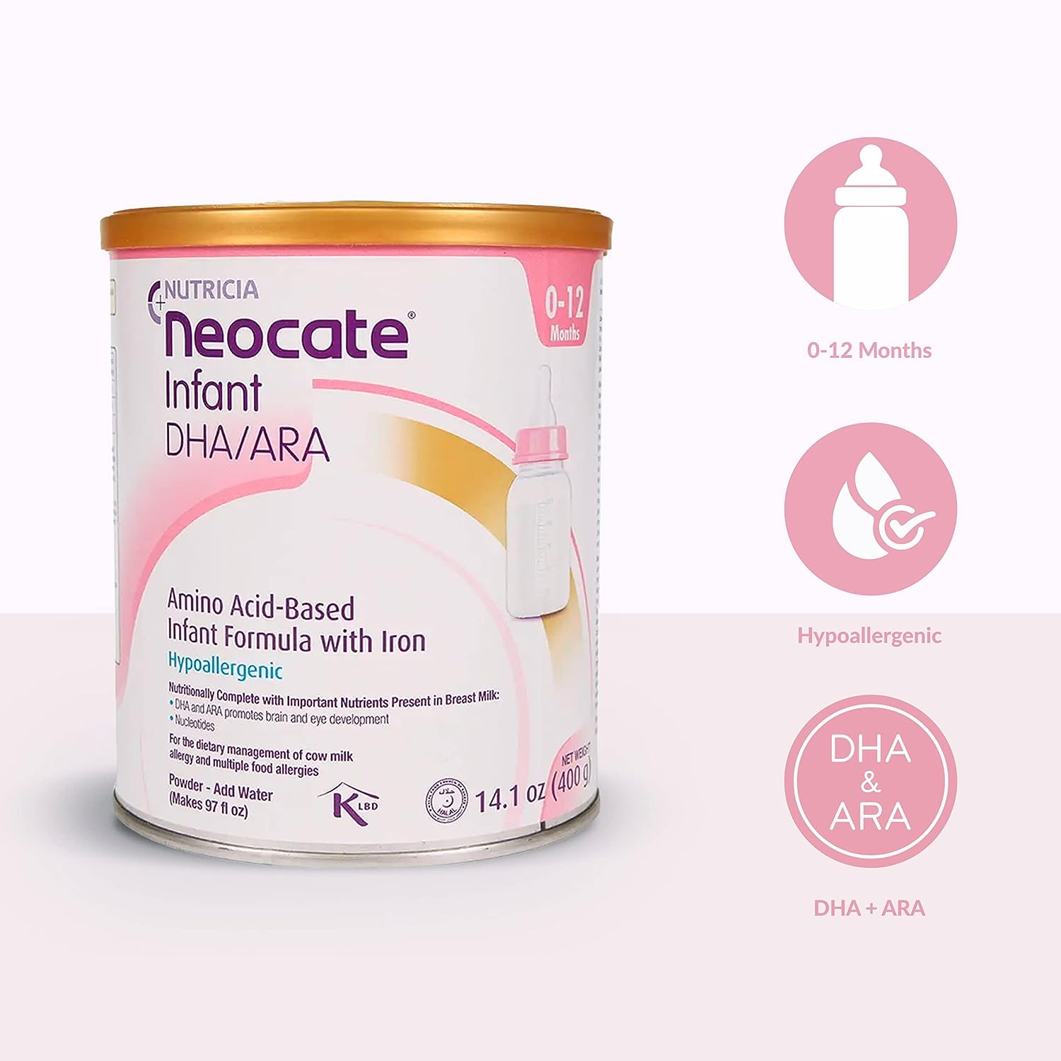 Neocate Infant Amino Acid-Based Baby Formula With DHA and ARA - 14.1 Oz Can - Image 2